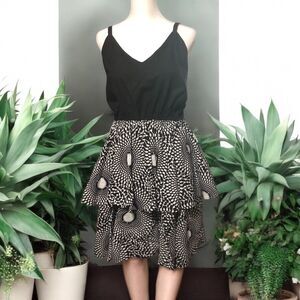 Women’s Strappy Fit n Flare Summer Sun dress, Geometric Flounce Skirt, Layered